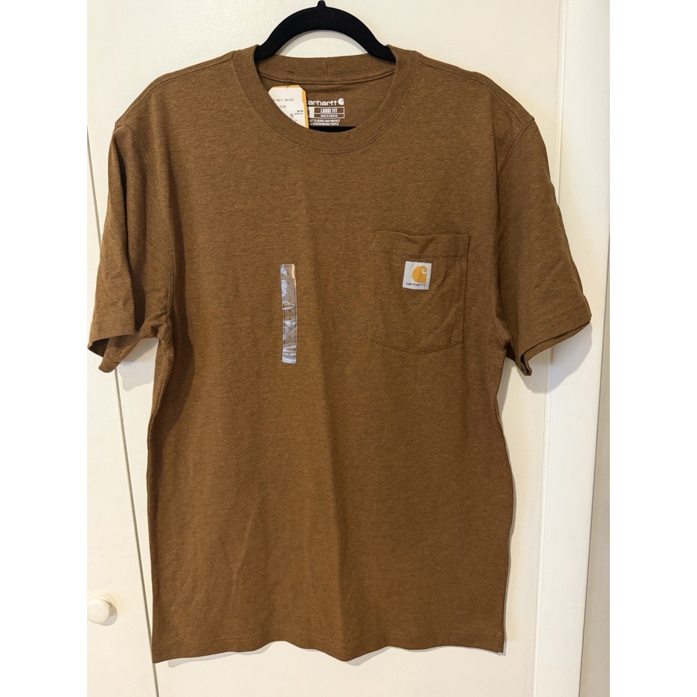 Carhartt Men's T-Shirt Loose Fit Short Sleeve Crew Pocket Size Small Brown NWT
